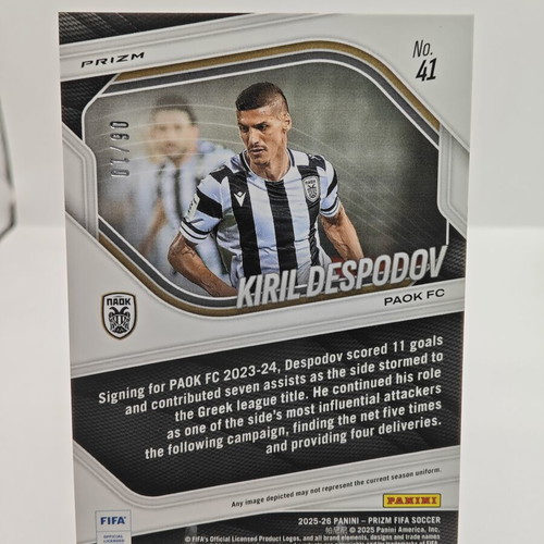 2025-26 Panini Prizm Fifa Kiril Despodov RC Gold Choice card like new