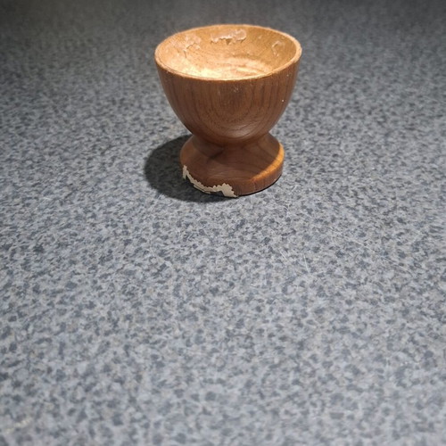 Vintage wooden egg cup Tajimi Pottery Ltd sample Japan