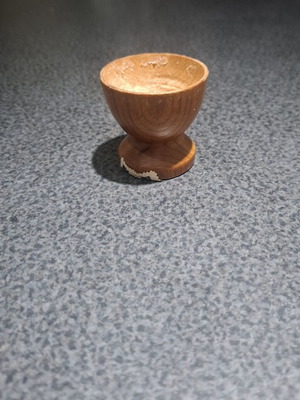 Vintage wooden egg cup Tajimi Pottery Ltd sample Japan