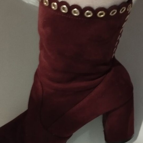 Burgundy suede women's ankle boots size 39