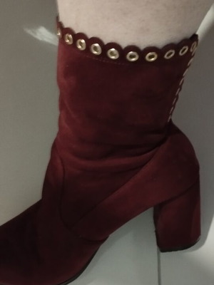 Burgundy suede women's ankle boots size 39