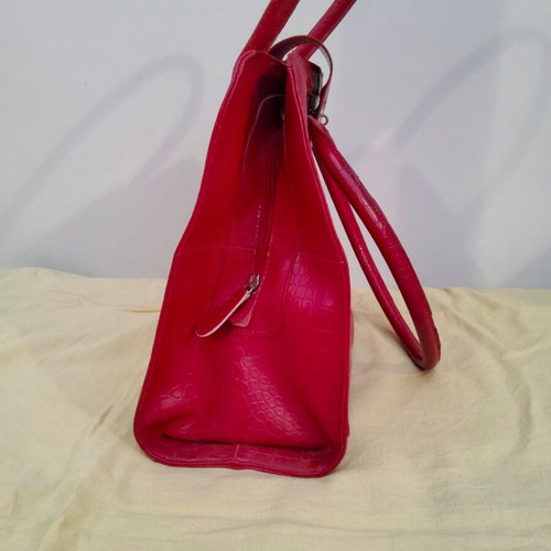 Red Croco Shoulder Bag used, faux leather with zipper
