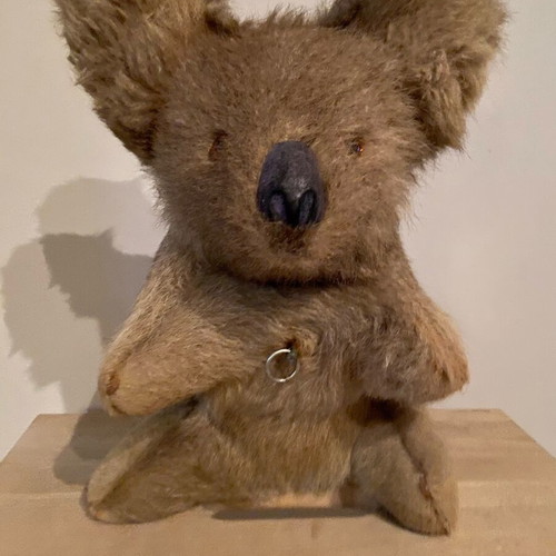 Vintage stuffed koala used from Australia with wind-up music box