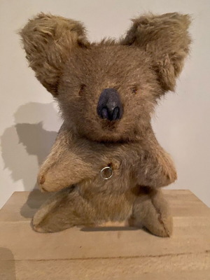 Vintage stuffed koala used from Australia with wind-up music box