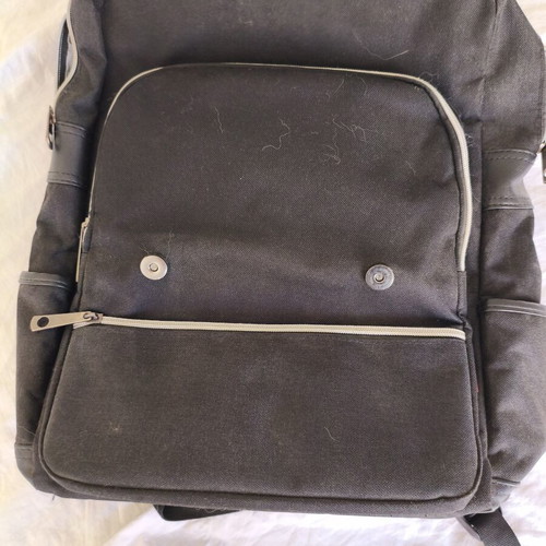 Backpack canvas black used with multiple compartments