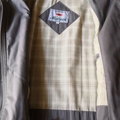 Marson Sportswear men's grey winter jacket with beige check lining, size 54
