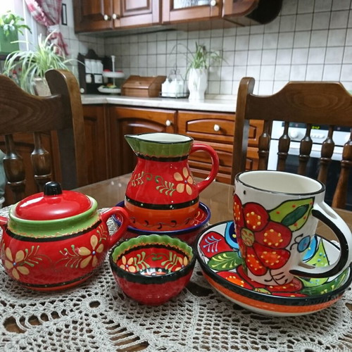 Ceramic serving set handmade, like new, Spanish style