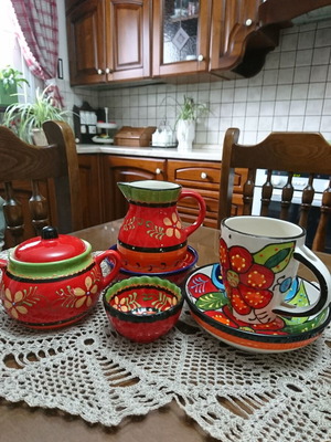 Ceramic serving set handmade, like new, Spanish style