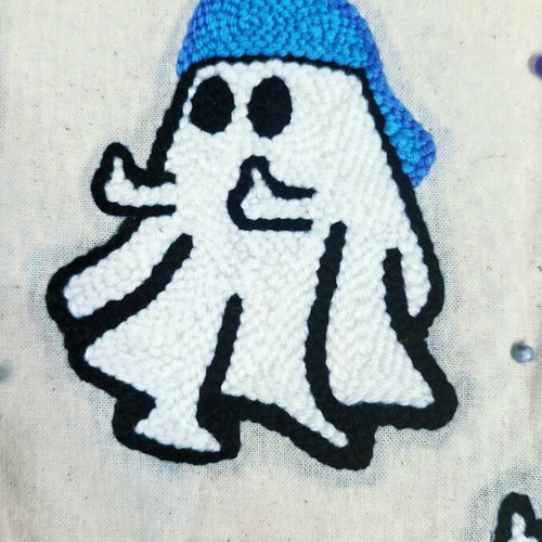 Handmade shoulder tote bag with three ghosts, cotton, new