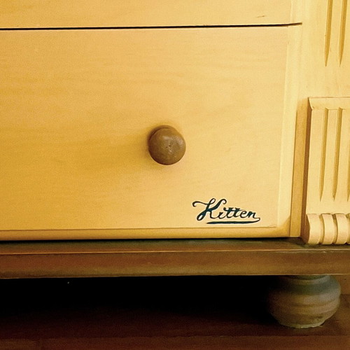 Kitten children's dresser made of solid wood used