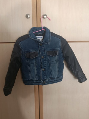 Mayoral denim jacket for girls used, size 2 years, blue with leather details