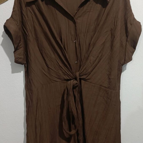 Mango dress brown like new with belt, size L
