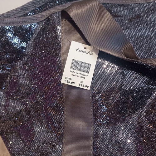 Accessorize shoulder bag new, grey silver with glitter