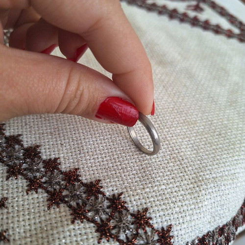 Ring size 18 silver like new, simple