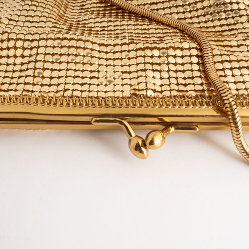 Vintage Whiting & Davis Style Gold Metal Mesh Evening Bag used