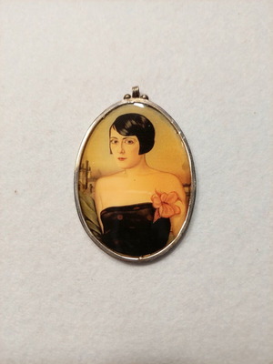 Silver vintage pendant 925, handmade with liquid glass technique