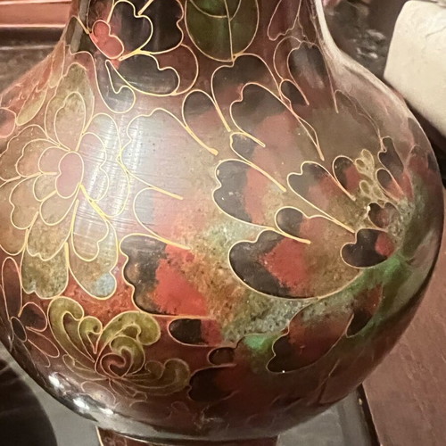 Pair of Cloisonné Vases like new, Chinese vintage enamel