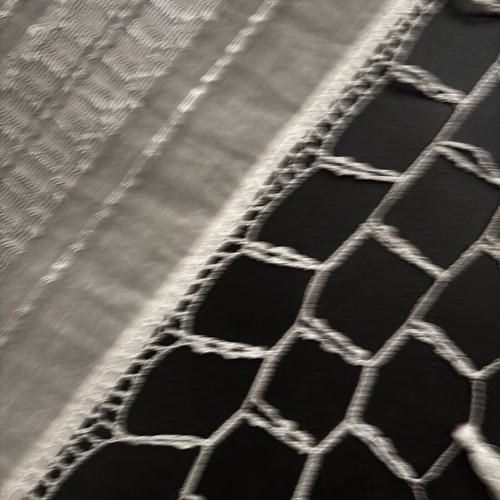 White Tsevres table runner with silk thread embroidery
