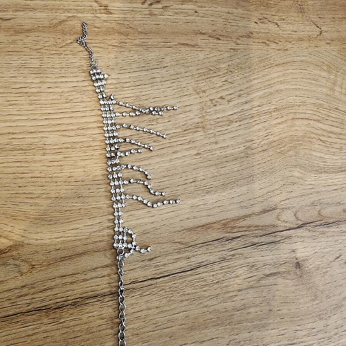 Rhinestone fringe piece silver toned, like new