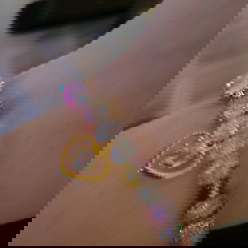 Χειροποίητο βραχιόλι με χάντρες και charm πολύχρωμο, καινούργιο