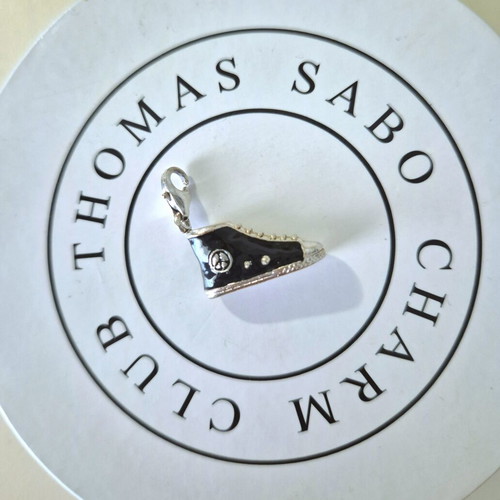 Thomas Sabo Sterling Silver Sneaker Charm with Peace Sign, Black Enamel pendant like new