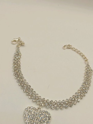 Women's bracelet with hearts and rhinestones 19-24cm wrist or ankle