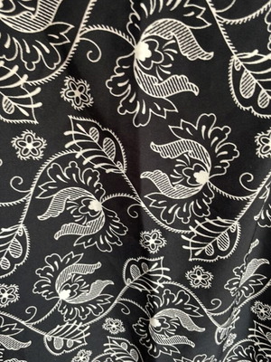 Fabric black and white floral, new, thick, 3.20x1.50 m