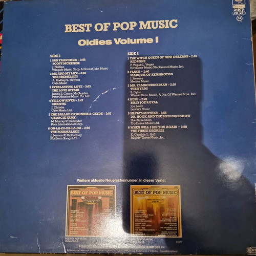 Best Of Pop Music Oldies Vol. 1 vinyl used, pop genre