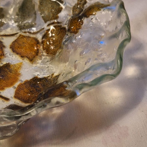 Murano Handcrafted Glass Platter with Earthy Leaf Design like new