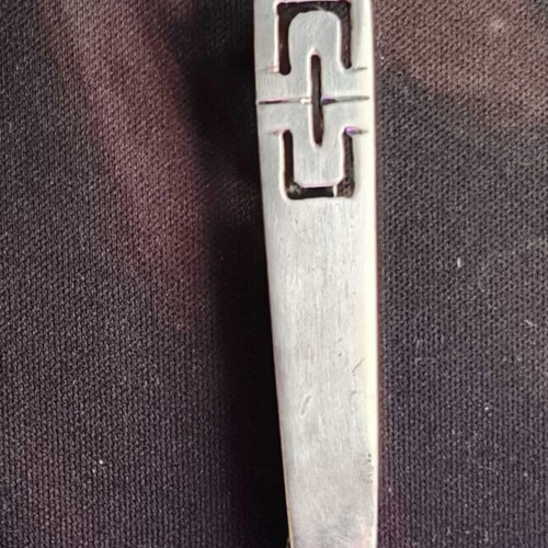 Leather silver bracelet with tie pin like new