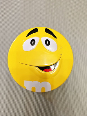Μεταλλικό κουτί M&M's Candy Tin μεταχειρισμένο, κίτρινος χαρακτήρας συλλεκτικό