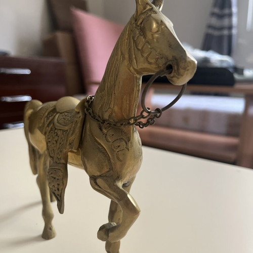 Vintage brass decorative horse with removable saddle, like new