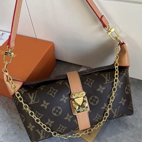 Shoulder bag new with original box and brand pouch, 30x14cm, beige and brown