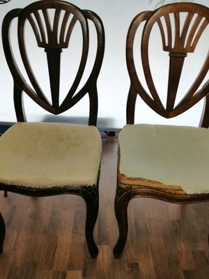 Vintage French chairs used, heart design, set of 2