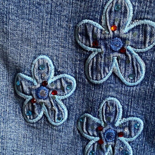 Terranova denim mini skirt with embroidery size S like new