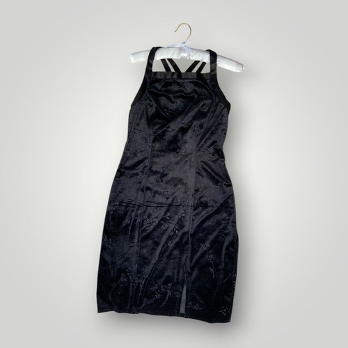 90s velvet dress used, black, size S