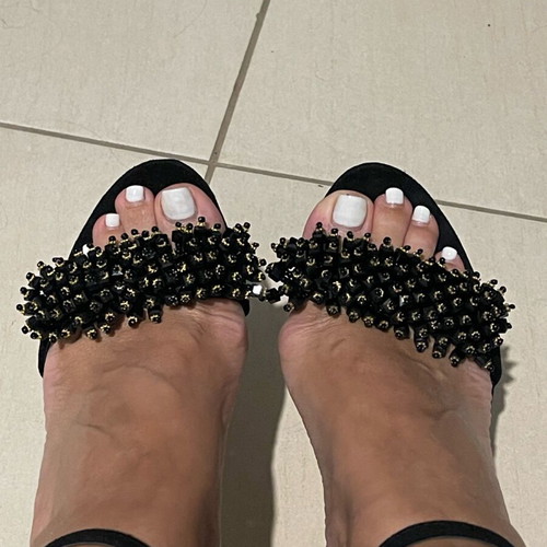 Fardoulis suede πέδιλα αφόρετα, δερμάτινα, τακούνι 11cm, μαύρο με χάντρες