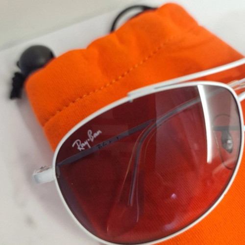 Ray-Ban kids aviator sunglasses with white frame and pink lenses