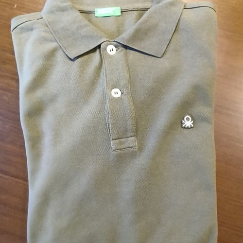United Colors of Benetton long-sleeve polo shirt 170cm like new, olive green