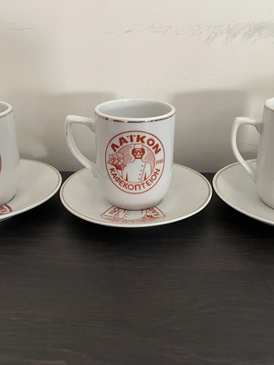 Coffee Cups with Saucers set of 3, like new, Laikon Kafekopteion