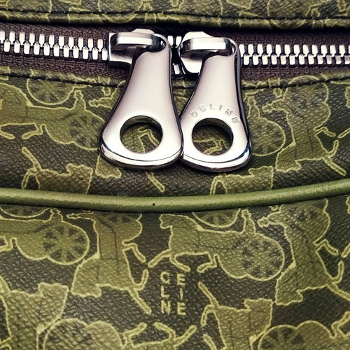 Celine Carriage Pattern handbag like new, green with case and lock