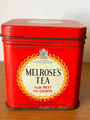 Melroses 1950 metal tea tin used