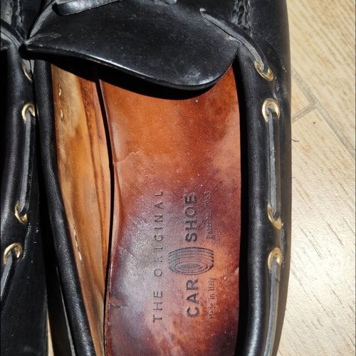 Car Shoe black leather driving moccasins used, size 43