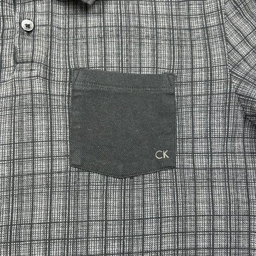 Calvin Klein CK Body Fit Polo shirt used, gray black checkered, size M