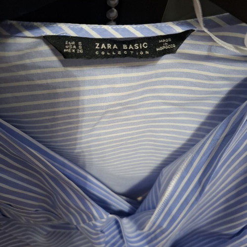 Zara Basic striped wrap shirt small, like new, blue and white