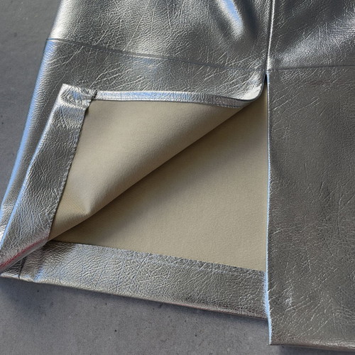Women's skirt knee-length silver faux leather H&M new size 36