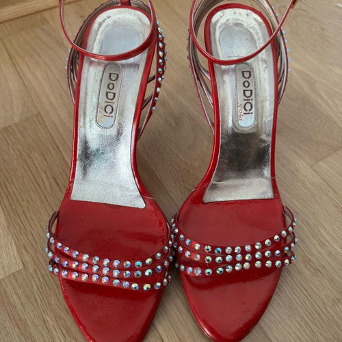 Dodici Gold evening sandals used, red, size 40