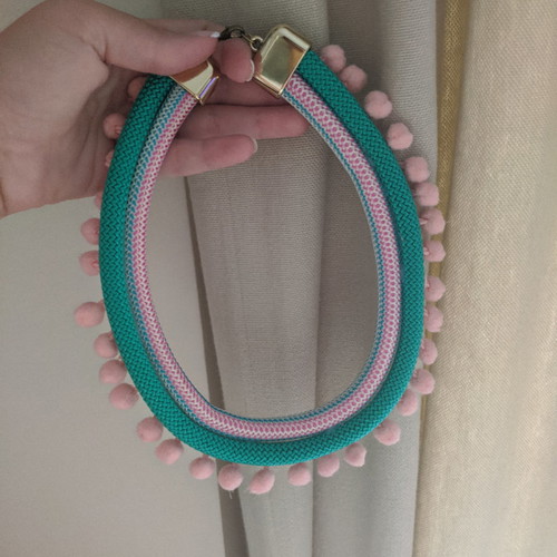 Handmade necklace with pom poms new