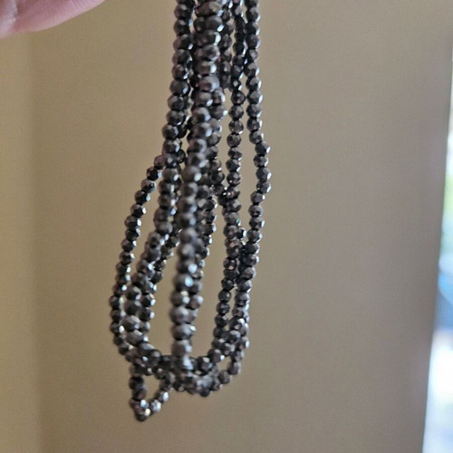 MNG earrings with beads, new, black and silver