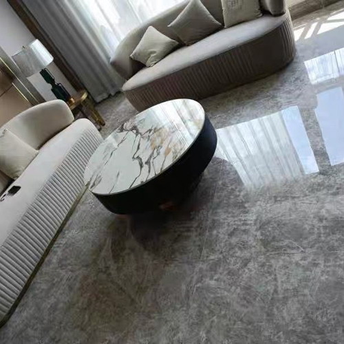 Modern coffee table with oak veneer and sintered stone top, new
